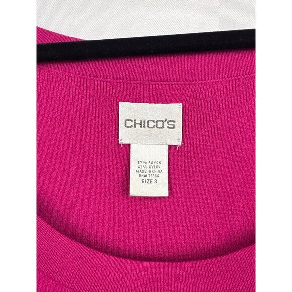 Women’s Chicos Size 2XL Magenta Pink Short Sleeve Knit Shirt - Picture 5 of 5